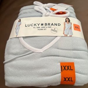 Lucky Brand Ladies' 4-Piece Terry Pajama Set Light Blue  -XXLarge